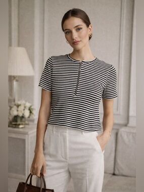CURRENT/ELLIOTT | The Leighton Stripe Tee Stripe - Size 1 / S